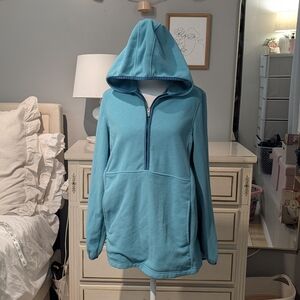 Teal aqua Land's End fleece Hoodie S worn once, perfect condition